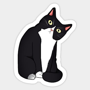 Funny Black and White Cat Starring Sticker